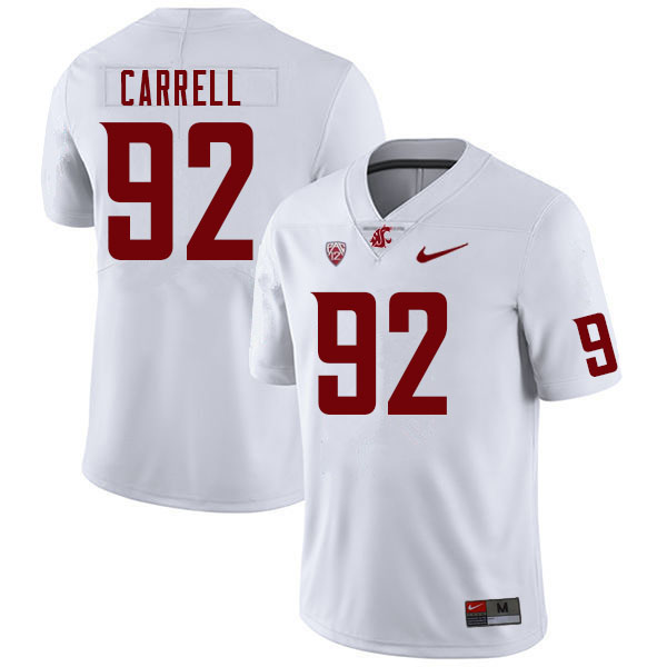Men #92 Sam Carrell Washington State Cougars College Football Jerseys Sale-White